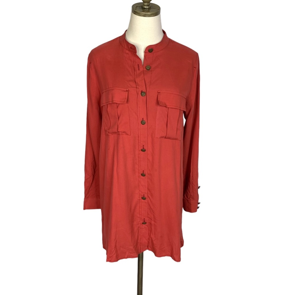 Soft Surroundings Silk Long Sleeve Tunic Blouse M 1278
